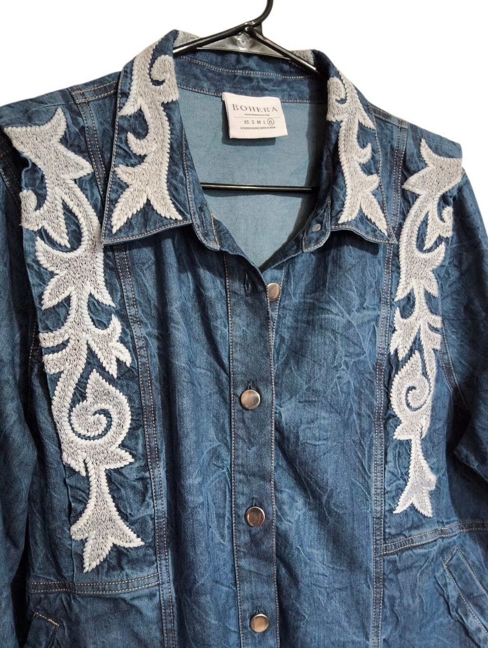Bohera Bryneleigh Embroidered Denim Jean Jacket Size XL